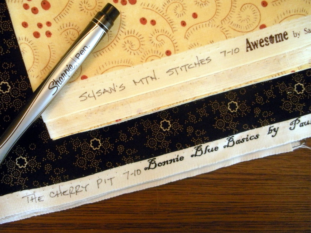 Hot tip Sharpie on selvages #2 8-10